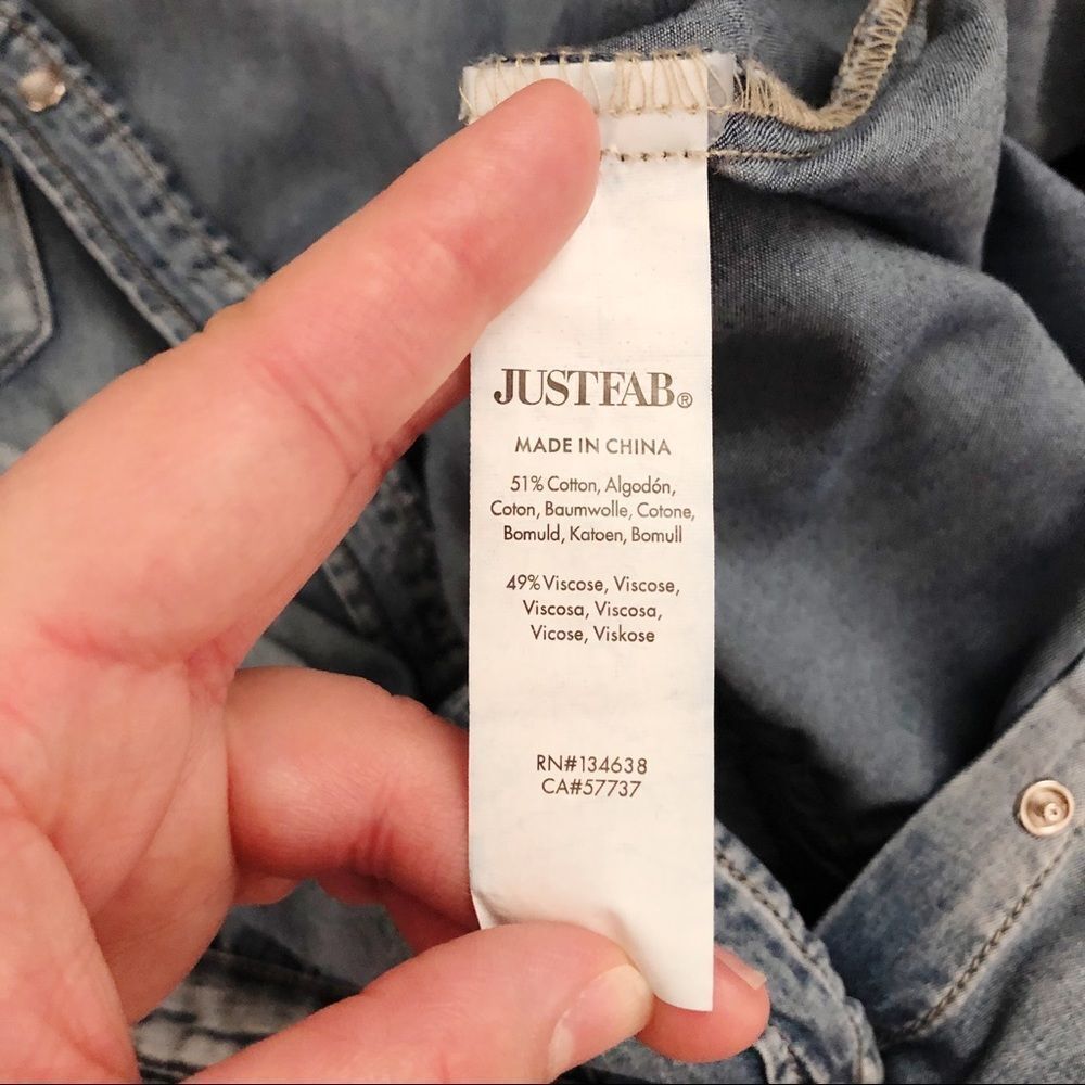 JUSTFAB Chambray Shirt Jumpsuit L - Picture 8 of 8